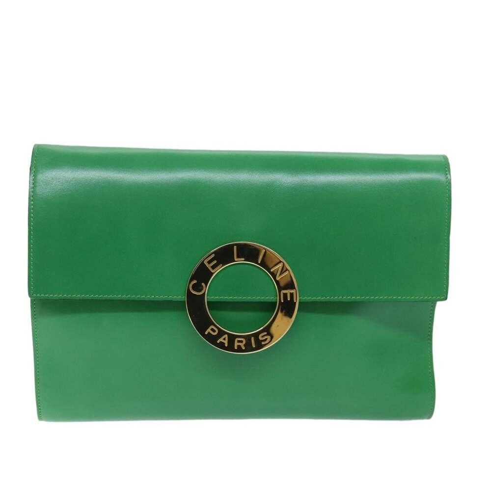 Celine Leather Shoulder Bag Green